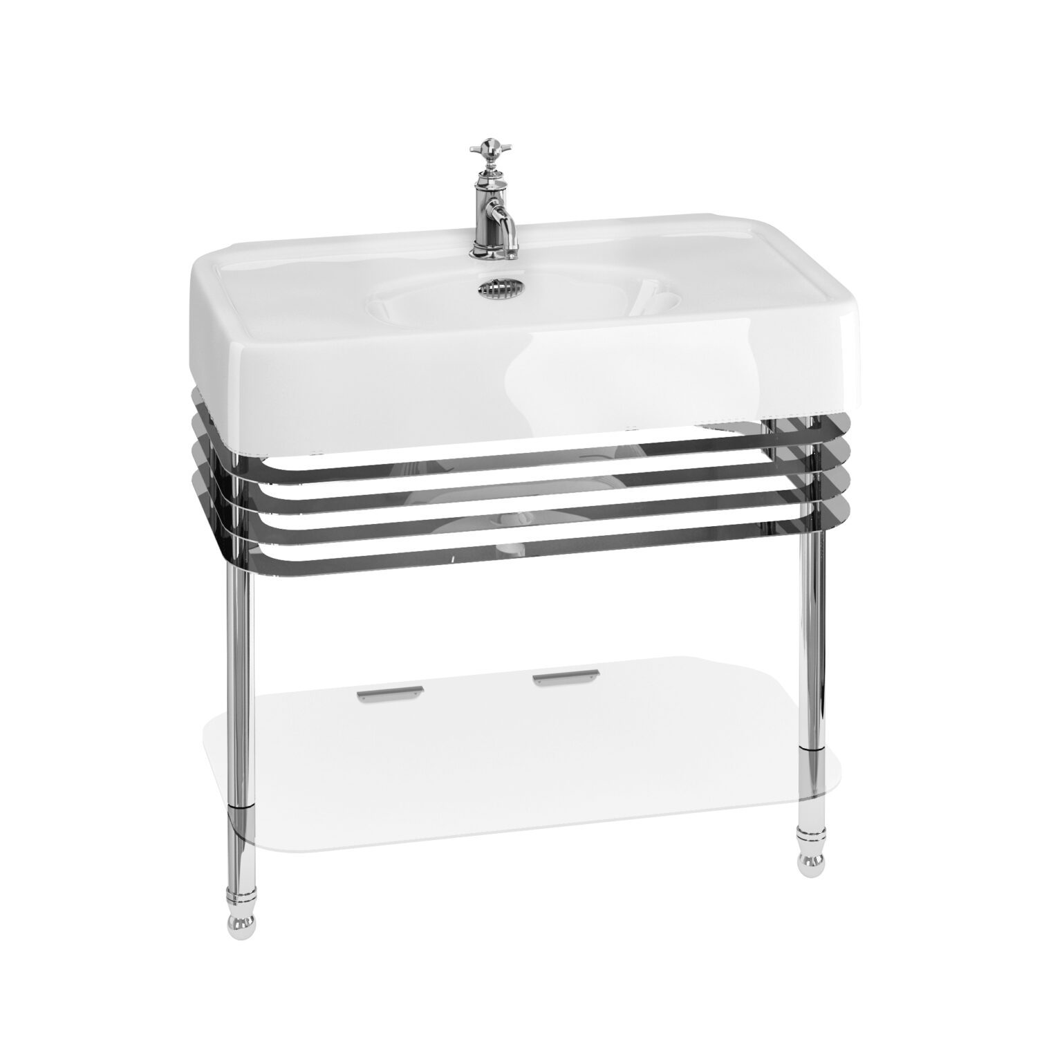 Arcade floor stand for 900mm Basin inc glass shelve Chrome (Ca.14 dage lev.Tid)
