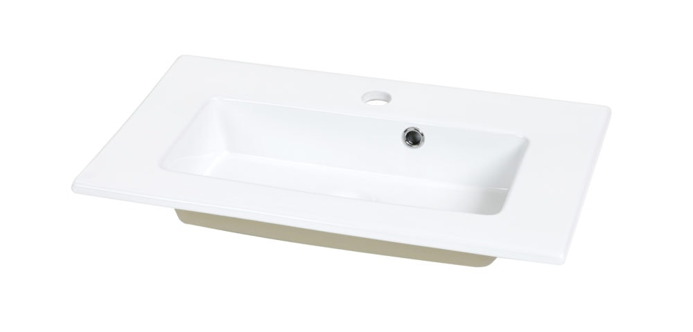 Porcelænsbordplade m/ vask og overløb, firkantet vask620x360 mm (mål let variable grundet procelæn)
