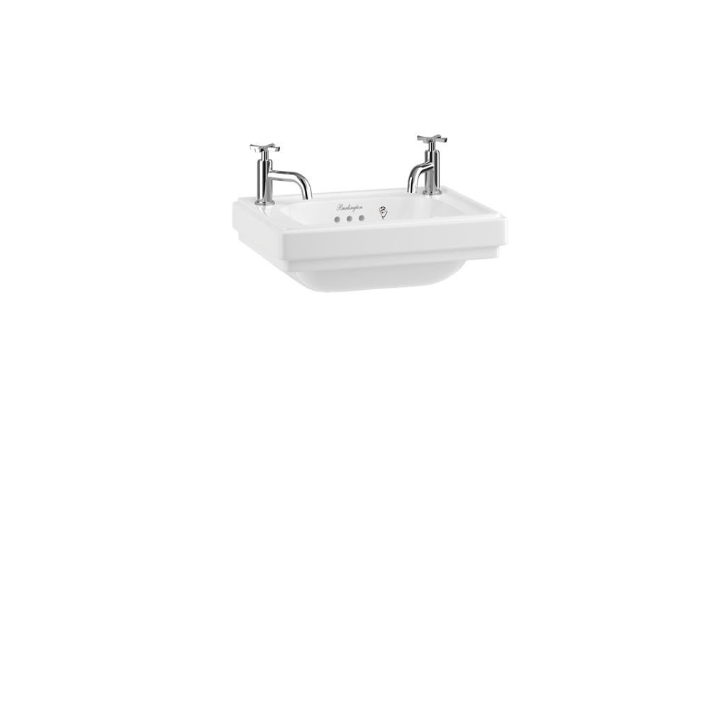 Riviera 45cm Square Cloakroom Basin 2th White (Ca.14 dage lev.Tid)
