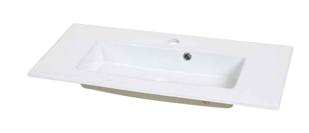 Porcelænsbordplade m/ vask og overløb, firkantet vask  820x360 mm (mål let variable grundet procelæn)
