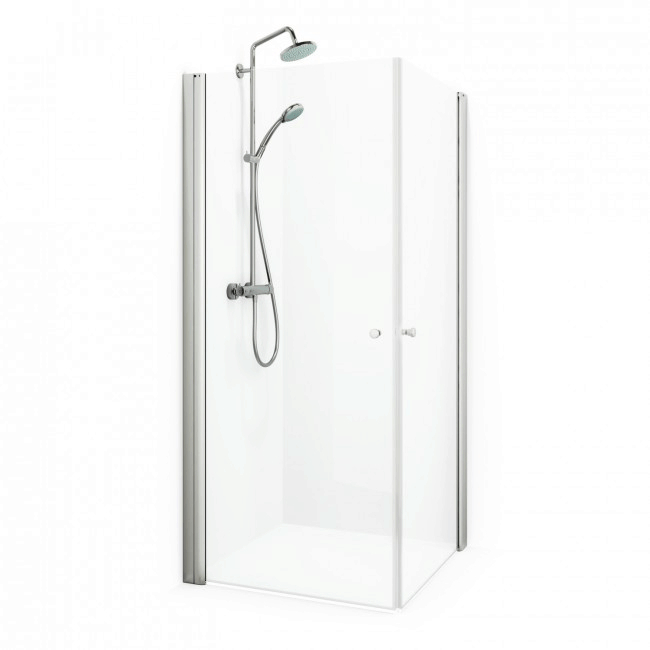 Spirit Hjørneløsning med 2 døre, 80x90, 197 cm  Klart glas, Mat sort profil