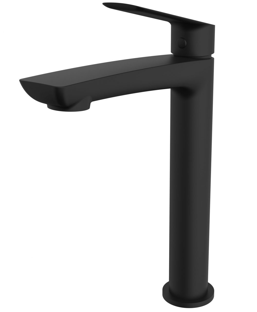 Sleek Bowle-armatur U. løft-op,  Inkl. tvangsåben bundventil. Armatur og bundventil Mat Sort