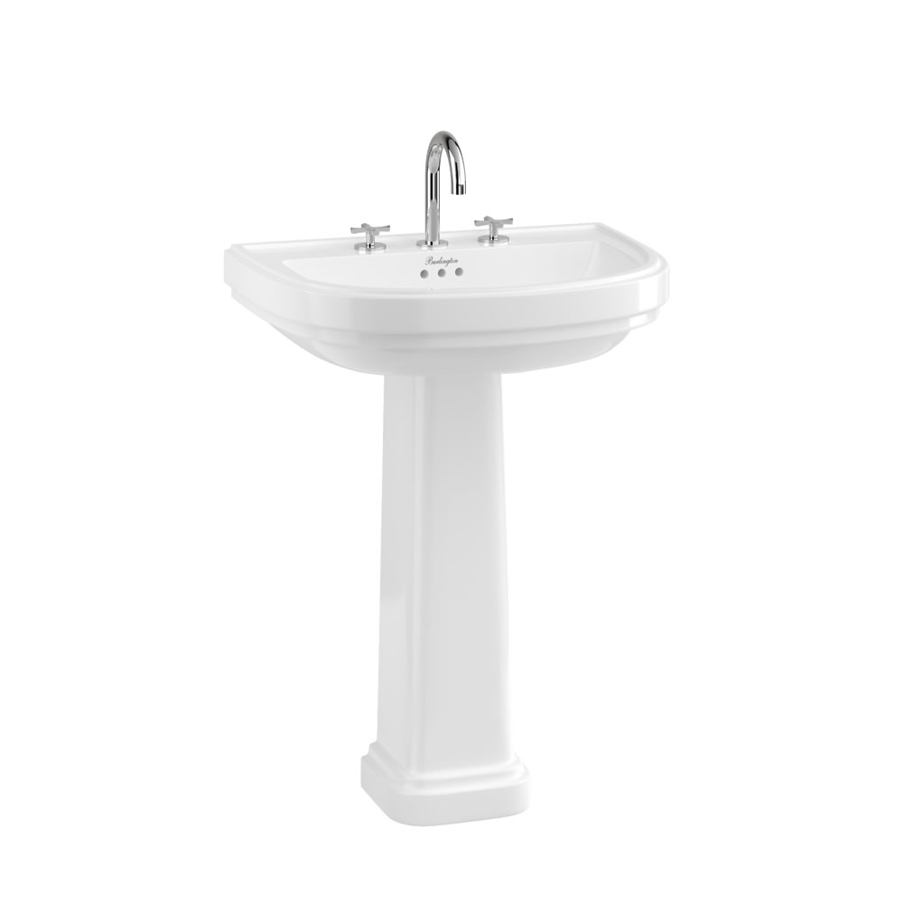 Riviera 65cm D shaped Basin 3TH White (Ca.14 dage lev.Tid)KUN VASK