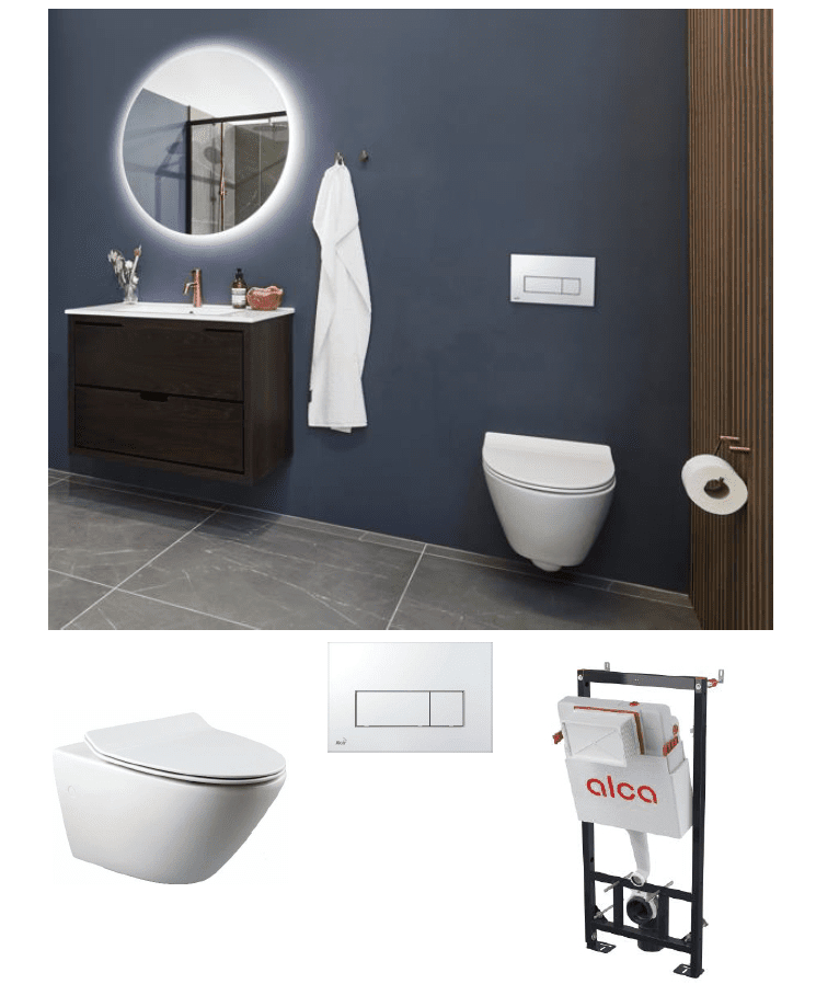 Væghængt toilet pakke  spring, Høj model 1120 mm cisterne