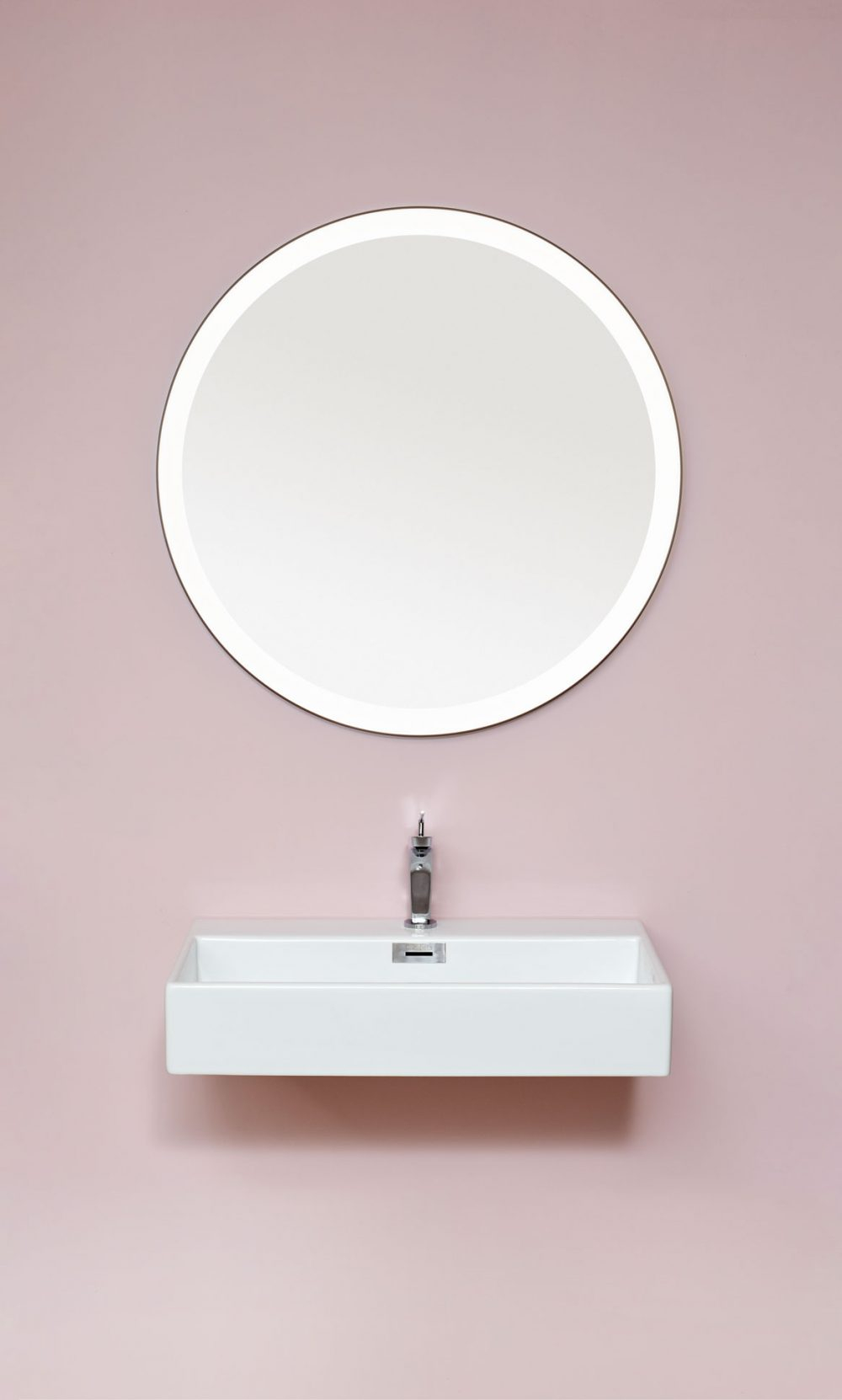 Pisa spejl, rundt m. sort ramme og indbygget backlight , Ø 80 (IP44)