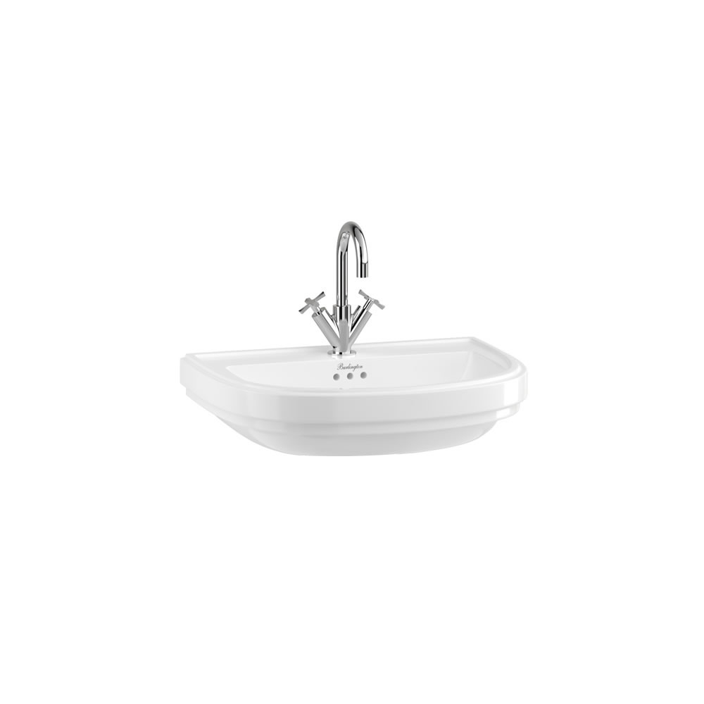 Riviera 65cm D shaped Basin 2TH White (Ca.14 dage lev.Tid)VASK MED 2 HULLER BILLEDE VISER 1 HUL