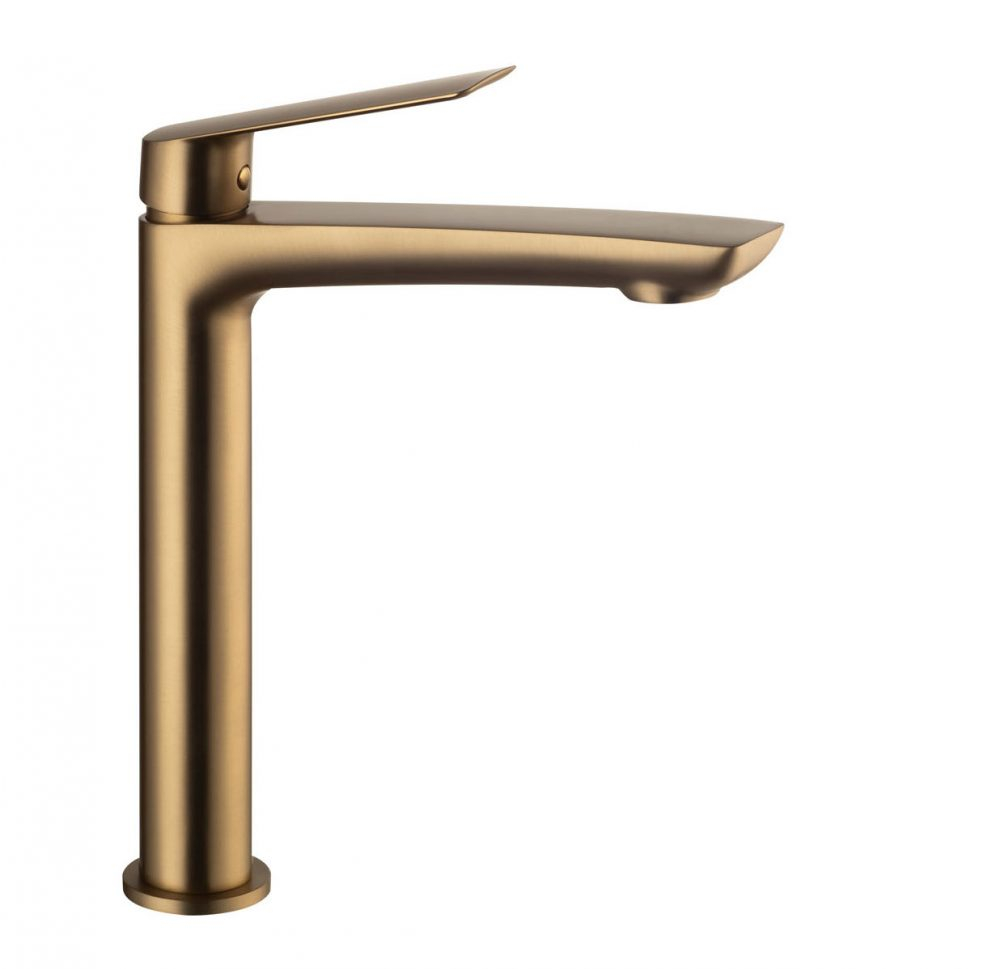 Sleek Bowle-armatur U. løft-op,  Inkl. tvangsåben bundventil. Armatur og bundventil Børstet Messing