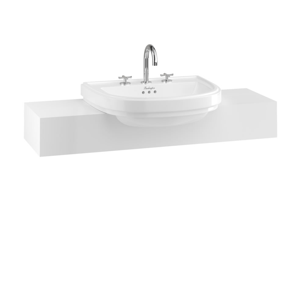 Riviera 58cm Semi-recessed Basin 3TH White (Ca.14 dage lev.Tid)