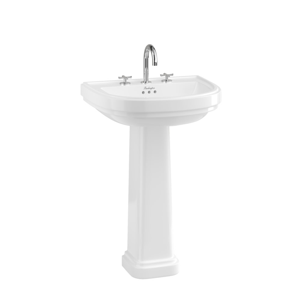 Riviera 58cm D shaped Basin 3TH White (Ca.14 dage lev.Tid)KUN VASK