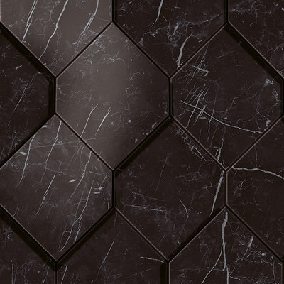 Lexus Stone Nero Marquina Mosaico Esagono 3D